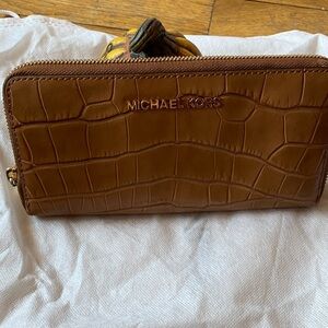 Michael Kors Tan Croc-Embossed Leather Wallet